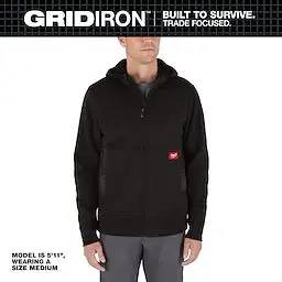 Milwaukee GRIDIRON Full-Zip Hoodie in Black – Size M