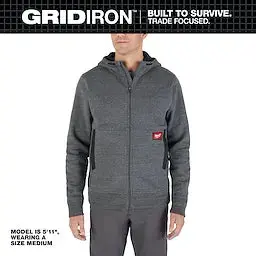 Milwaukee GRIDIRON Full-Zip Hoodie in Gray – Size XL