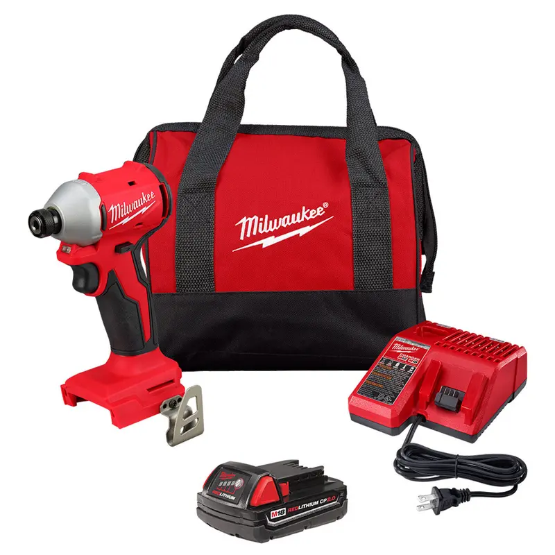 Milwaukee M18 Compact Brushless 1/4″ Hex Impact Driver Kit (3650-21P)