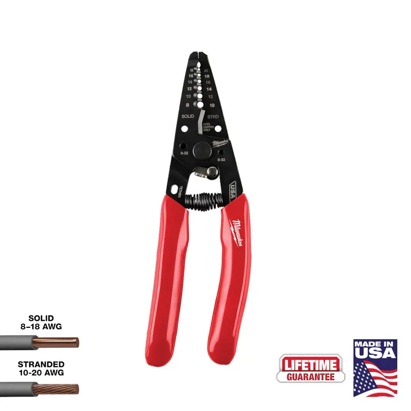 Milwaukee MT702 Wire Stripper & Cutter — Dipped Grip, 8–20 AWG (Made in USA)