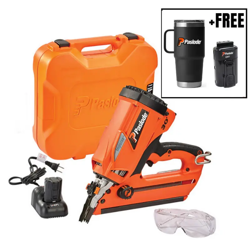 Paslode CFN325IM Impulse Framing Nailer – Bonus Kit Includes Extra Battery & Limited-Edition Travel Mug