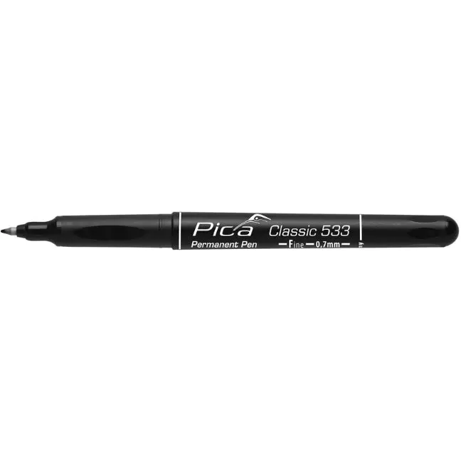 Pica 533/46 Extra-Fine Permanent Marker – Round Tip, 0.7 mm, Black Ink