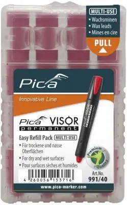 Pica VISOR Permanent Refill Cartridges – Red, 4-Pack (Model 991/40)