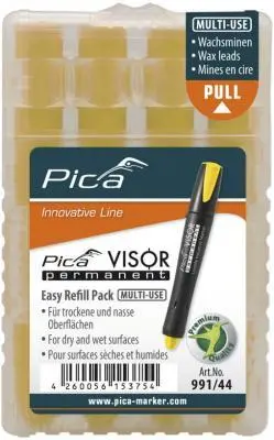 Pica VISOR Permanent Refill Cartridges – Yellow, 4-Pack (Model 991/44)