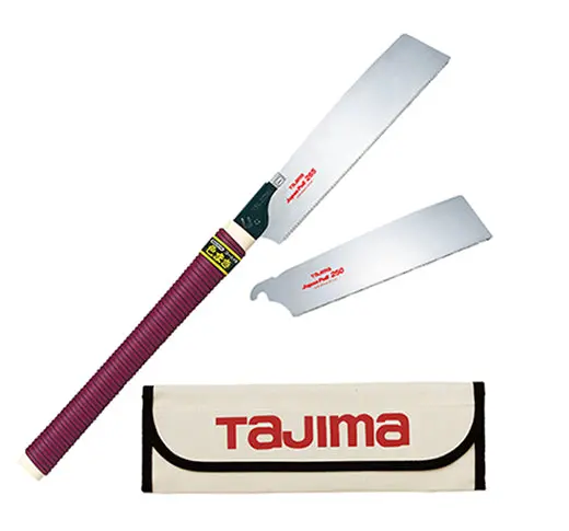 Tajima JPR-SET Japan Pull™ Premium Hand Saw Kit – Includes 16 TPI & 19 TPI Blades, Ergonomic Handle, and Storage Case