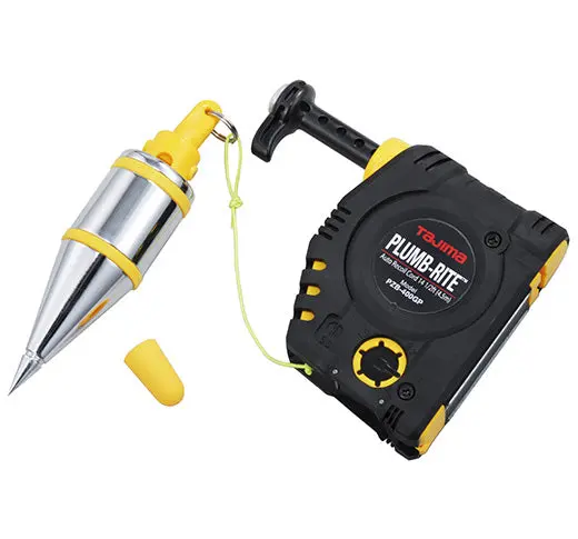 Tajima PZB-400GP Plumb-Rite® 400GP Precision Plumb Bob Set – 400g Quick-Stabilizing Weight with Hammer Plate
