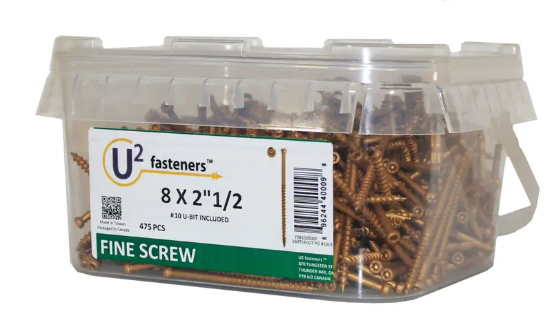 U2 Fasteners F08102500P #8 × 2-1/2″ Fine Thread Screws — 475-Pack