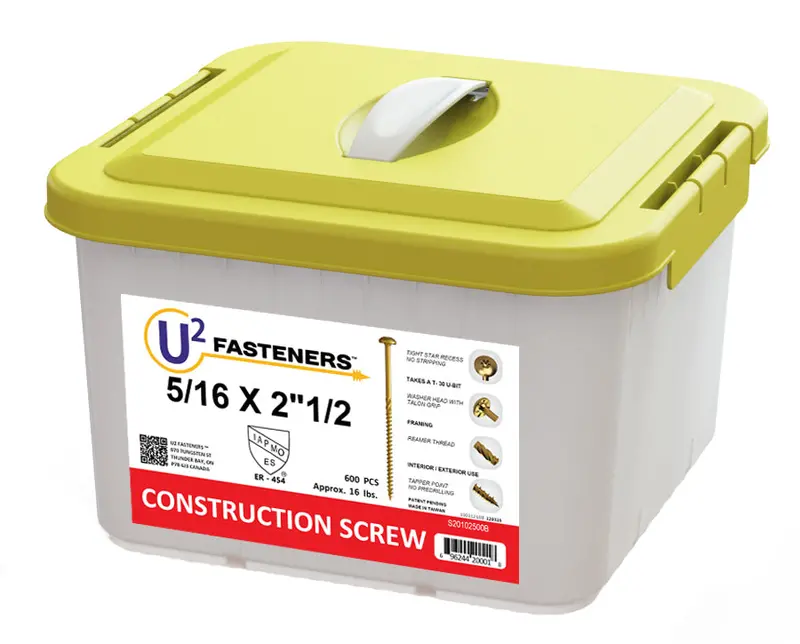 U2 Fasteners S20102500B General-Purpose Construction Screw – 5/16″ × 2-1/2″, Bulk Pack of 600