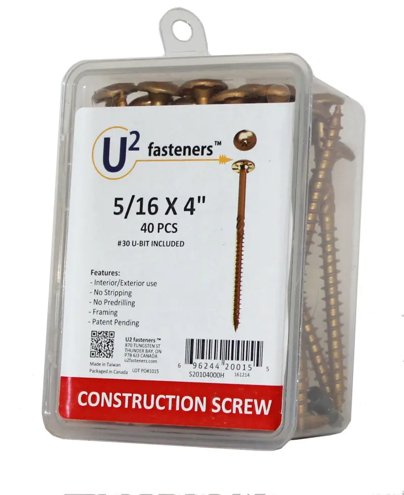 U2 Fasteners S20104000H Structural Screw – 5/16″ × 4″, 40-Piece Pack