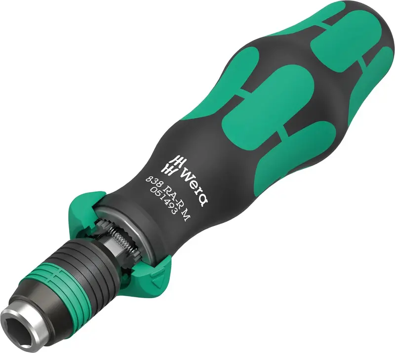Wera 838 RA-R M Bit-Holding Ratchet Screwdriver – 1/4″ Quick-Release Drive, 123.5 mm