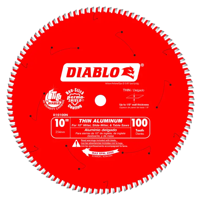 Diablo 10" Aluminum-Cutting Saw Blade – 100-Tooth, Thin Kerf, Non-Ferrous Material 1
