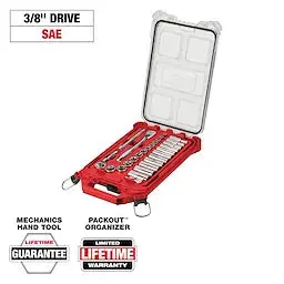 Milwaukee 48-22-9481 3/8" Drive Ratchet And Socket Set — 28-Piece Sae In Packout Case 1
